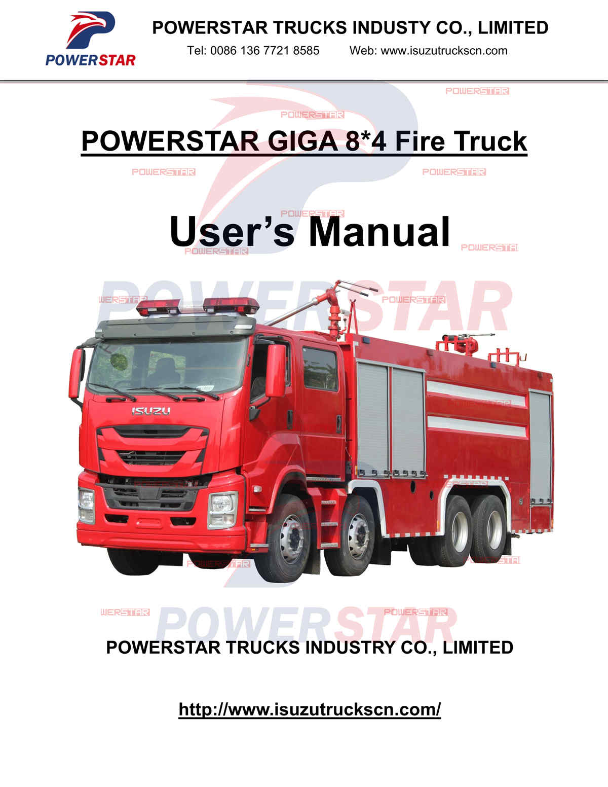 Manual de camiones contra incendios de agua, espuma y polvo ISUZU GIGA 8*4 de Etiopía
    