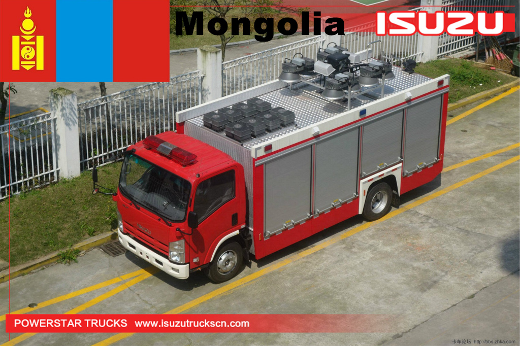 Mongolia - 1 unidad de vehículo de bomberos con torre de iluminación con reflector ISUZU
    