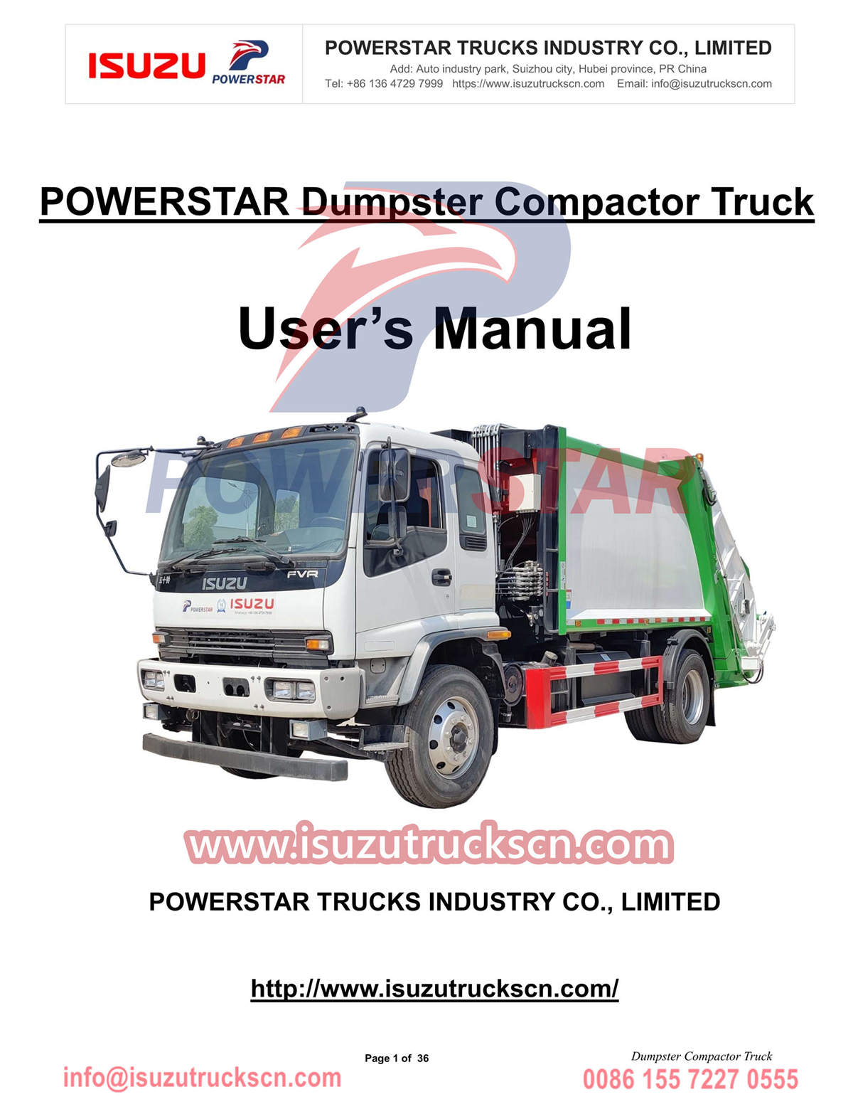 África Argelia ISUZU FTR Contenedor Compactador de basura Manual
    