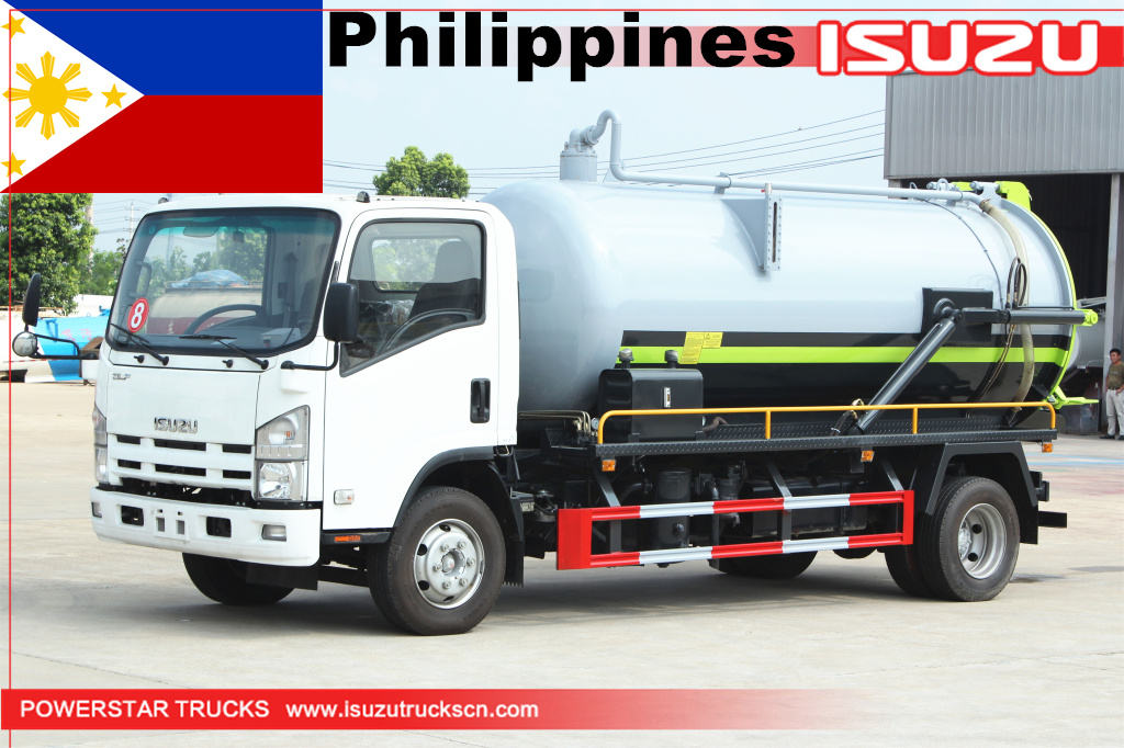 Filipinas - Camión aspirador de succión de aguas residuales ISUZU NPR de 3 unidades
    