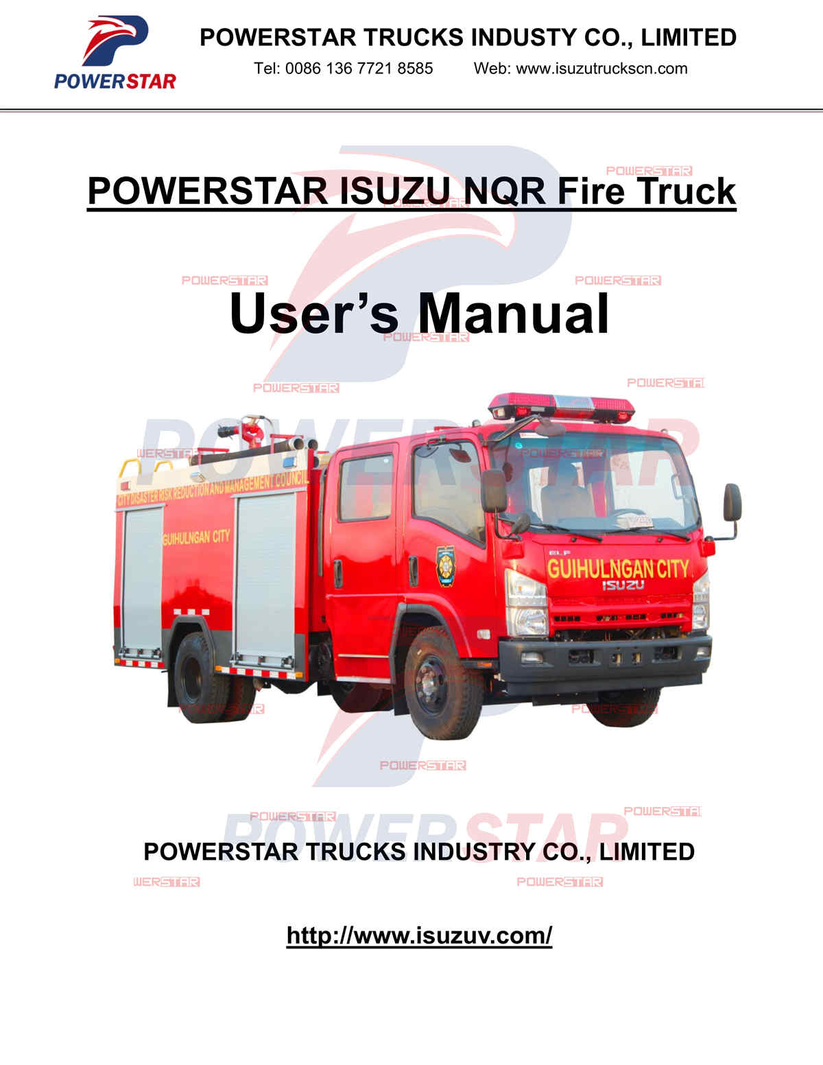 Filipinas Davao ISUZU NQR 190HP Manual del usuario de camiones contra incendios
    
