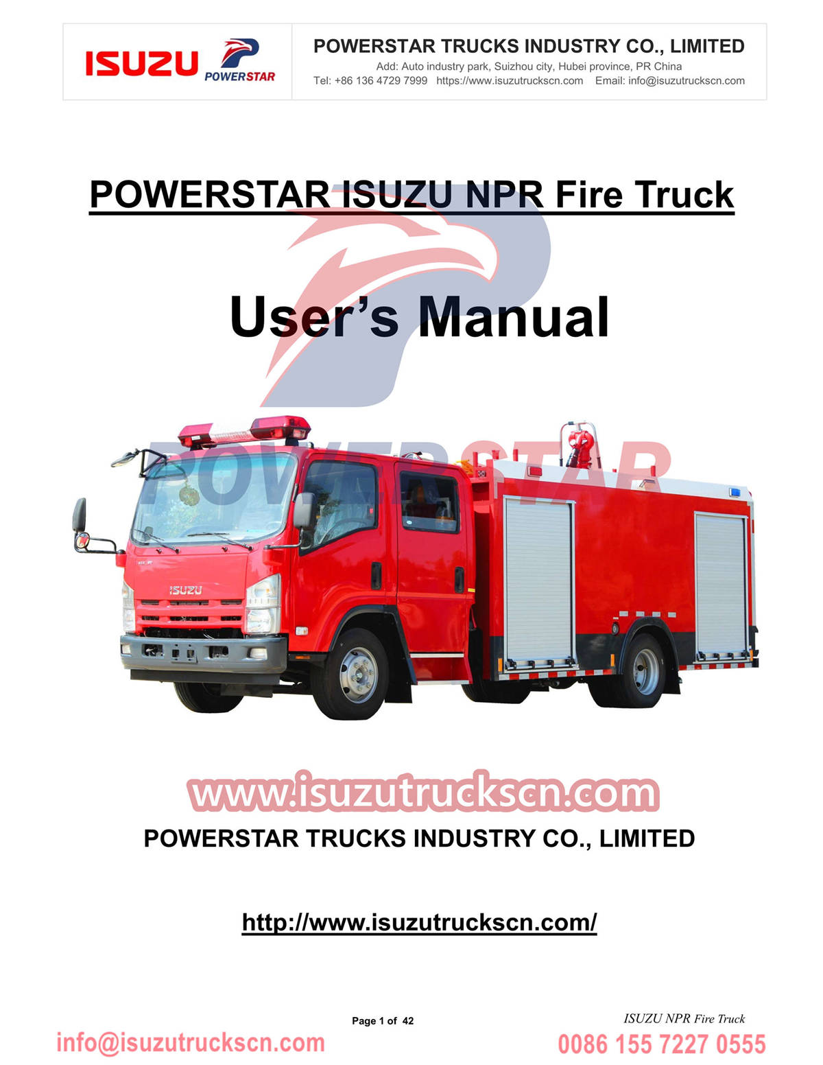 ISUZU Fire Tender exportación manual Dubai
        